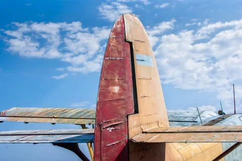 The tail part of the old plane Stock-Fotos