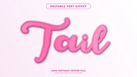 Tail Pink Fur Editable Text Effect suitable for Valentine design Stock Illustration
