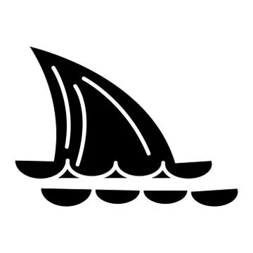 Tail of a shark - sea icon, vector illustration, black sign on isolated Stock Illustration