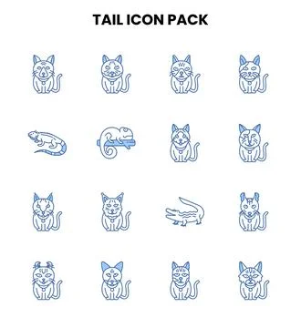 Tail Two Color Blue UI Icons Pack Stock Illustration