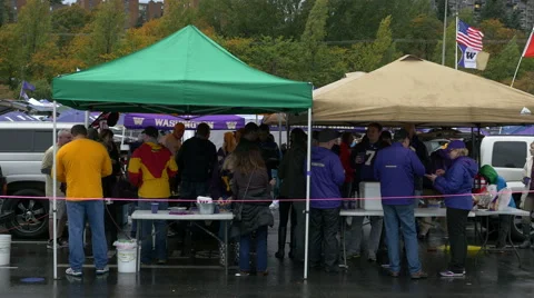 Tailgate Party For UW Huskies Game In Seattle Stock Footage 43043334