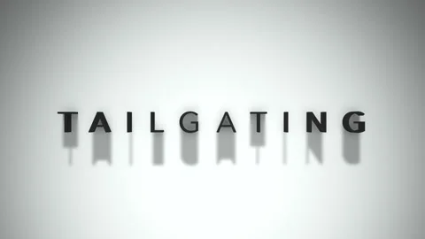 Tailgating cinematic title matte black text upon a white background Stock Footage 301837598