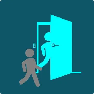 Tailgating Icon – an unauthorized person slips through a closing access Stock Illustration