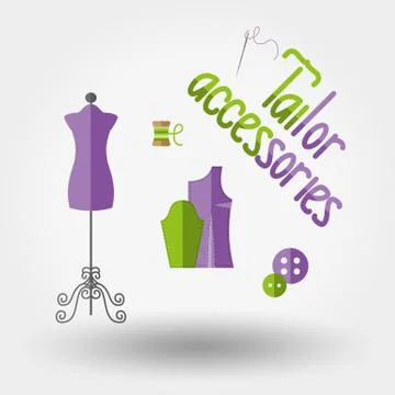 Tailor accessories. Icons Stock Illustration