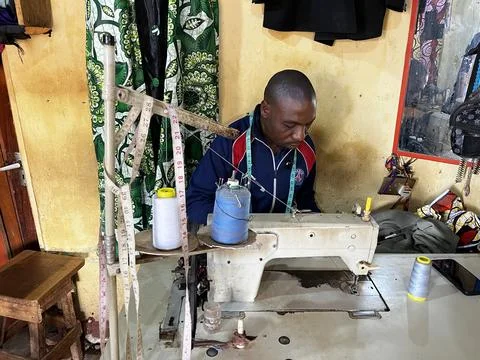 Tailor Babish Makando Working in His Shop, Kampala – 18 March 2026 Stock Photos