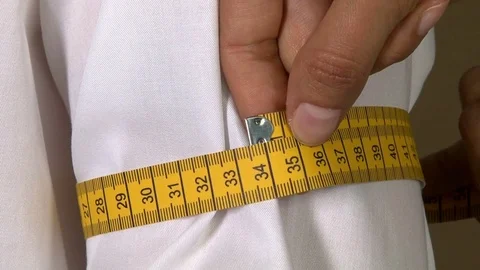 Tailor Biceps Man Body Measuring Stock Footage 72130815