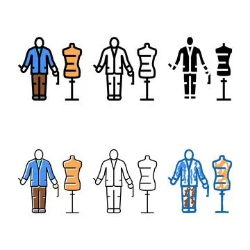 Tailor business color icon vector pack Stock Illustration