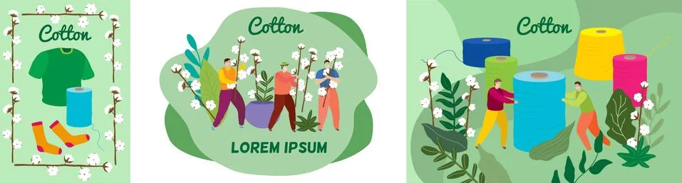 Tailor cotton thread vector illustration, tiny cartoon seamstress, woman man Illustrazione stock