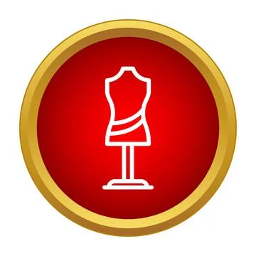 Tailor dummy mannequin icon on red button Stock Illustration