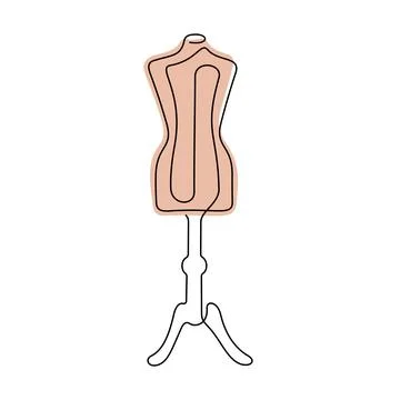 Tailor dummy one line vector illustration Stock-Illustration