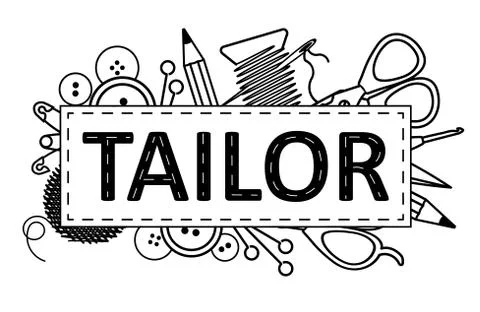 Tailor logo design. Can use as label, signboard for atelier studio, etc Stock Illustration