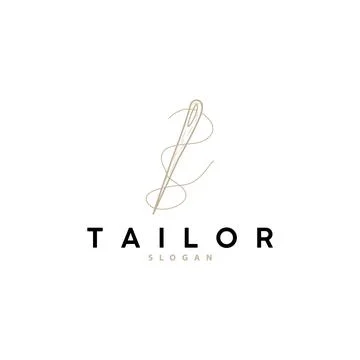 Tailor Logo, Needle and Thread Vector, Retro Vintage Simple Minimalist Old .. Stock Illustration