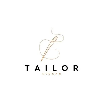 Tailor Logo, Needle and Thread Vector, Retro Vintage Simple Minimalist Old .. Stock Illustration