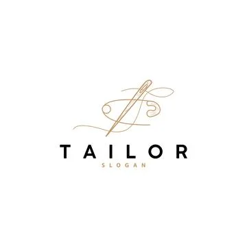 Tailor Logo, Needle and Thread Vector, Retro Vintage Simple Minimalist Old .. Stock Illustration