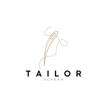 Tailor Logo, Needle and Thread Vector, Retro Vintage Simple Minimalist Old .. Stock Illustration