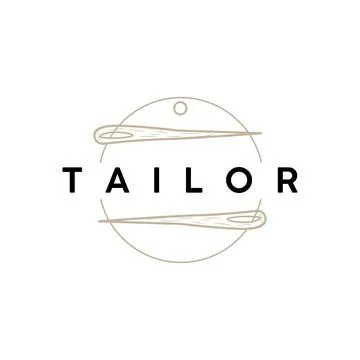 Tailor Logo, Needle and Thread Vector, Retro Vintage Simple Minimalist Old .. Stock Illustration