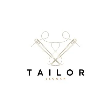 Needle and thread emblem. Sewing studio label, tailor shop a