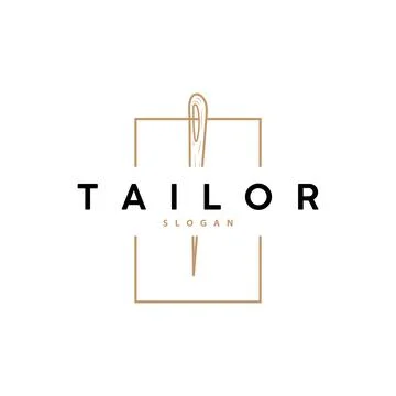 Tailor Logo, Needle and Thread Vector, Retro Vintage Simple Minimalist Old .. Stock Illustration