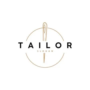 Tailor Logo, Needle and Thread Vector, Retro Vintage Simple Minimalist Old .. Stock Illustration