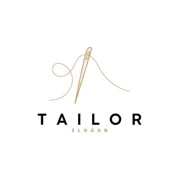 Tailor Logo, Needle and Thread Vector, Retro Vintage Simple Minimalist Old .. Stock Illustration