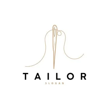 Tailor Logo, Needle and Thread Vector, Retro Vintage Simple Minimalist Old .. Stock Illustration