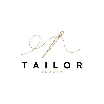 Tailor Logo, Needle and Thread Vector, Retro Vintage Simple Minimalist Old .. Stock Illustration