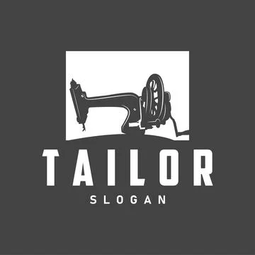 Tailor Logo, Needle and Thread Vector, Retro Vintage Simple Minimalist Old .. Stock Illustration