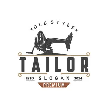 Tailor Logo, Needle and Thread Vector, Retro Vintage Simple Minimalist Old .. Stock Illustration
