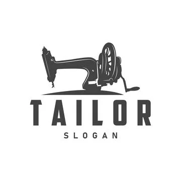 Tailor Logo, Needle and Thread Vector, Retro Vintage Simple Minimalist Old .. Illustrazione stock