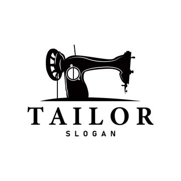 Tailor Logo, Needle and Thread Vector, Retro Vintage Simple Minimalist Old .. Illustrazione stock