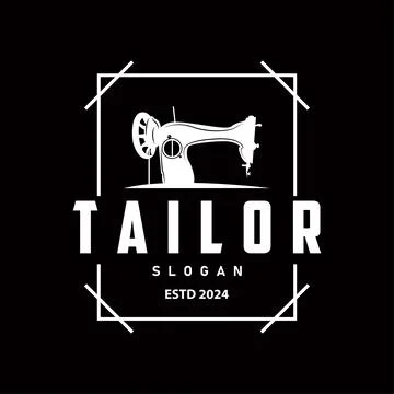 Tailor Logo, Needle and Thread Vector, Retro Vintage Simple Minimalist Old .. Stock Illustration