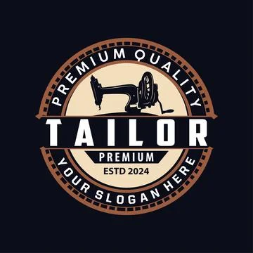 Tailor Logo, Needle and Thread Vector, Retro Vintage Simple Minimalist Old .. Illustrazione stock