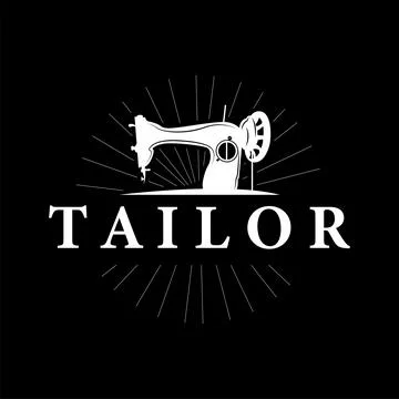 Tailor Logo, Needle and Thread Vector, Retro Vintage Simple Minimalist Old .. Stock Illustration