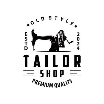 Tailor Logo, Needle and Thread Vector, Retro Vintage Simple Minimalist Old .. Stock Illustration