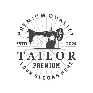 Tailor Logo, Needle and Thread Vector, Retro Vintage Simple Minimalist Old .. Stock Illustration