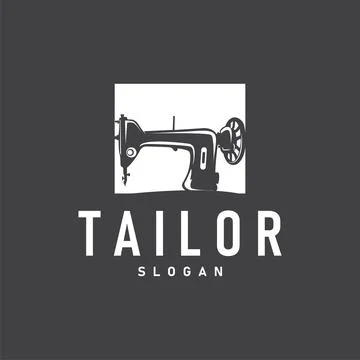 Tailor Logo, Needle and Thread Vector, Retro Vintage Simple Minimalist Old .. Stock Illustration
