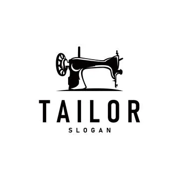 Tailor Logo, Needle and Thread Vector, Retro Vintage Simple Minimalist Old .. Stock Illustration