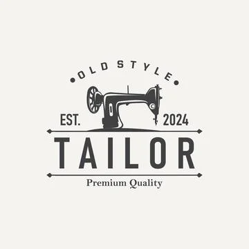 Tailor Logo, Needle and Thread Vector, Retro Vintage Simple Minimalist Old .. Illustrazione stock