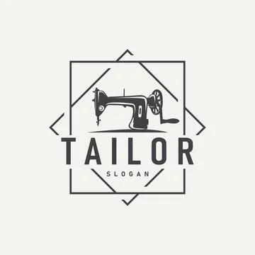 Tailor Logo, Needle and Thread Vector, Retro Vintage Simple Minimalist Old .. 스톡 일러스트
