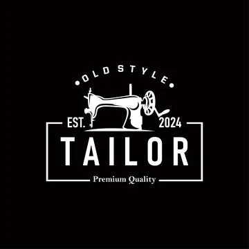 Tailor Logo, Needle and Thread Vector, Retro Vintage Simple Minimalist Old .. Stock Illustration