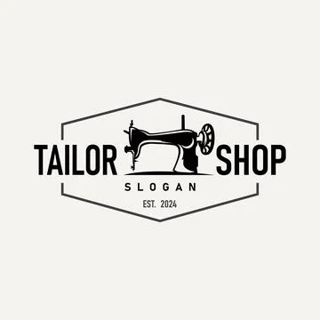 Tailor Logo, Needle and Thread Vector, Retro Vintage Simple Minimalist Old .. Stock Illustration