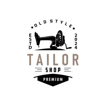 Tailor Logo, Needle and Thread Vector, Retro Vintage Simple Minimalist Old .. Stock Illustration