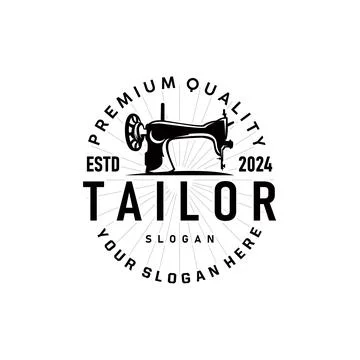 Tailor Logo, Needle and Thread Vector, Retro Vintage Simple Minimalist Old .. Stock Illustration