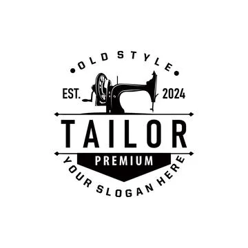 Tailor Logo, Needle and Thread Vector, Retro Vintage Simple Minimalist Old .. Stock Illustration