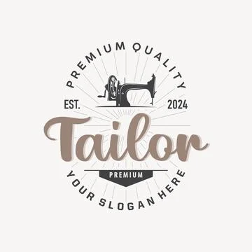 Tailor Logo, Needle and Thread Vector, Retro Vintage Simple Minimalist Old .. イラスト素材