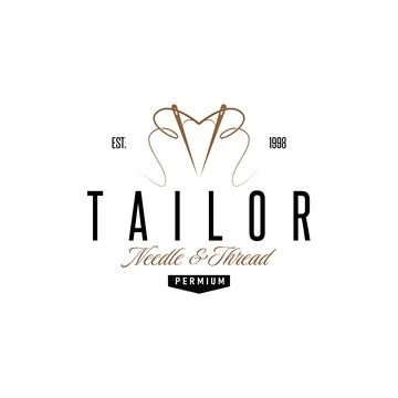 Tailor Logo, Needle and Thread Vector, Retro Vintage Simple Minimalist Old .. イラスト素材