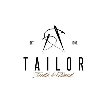 Tailor Logo, Needle and Thread Vector, Retro Vintage Simple Minimalist Old .. Stock Illustration