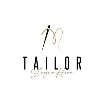 Tailor Logo, Needle and Thread Vector, Retro Vintage Simple Minimalist Old .. Stock Illustration