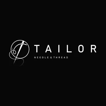 Tailor Logo, Needle and Thread Vector, Retro Vintage Simple Minimalist Old .. Stock Illustration