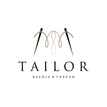 Tailor Logo, Needle and Thread Vector, Retro Vintage Simple Minimalist Old .. Stock Illustration